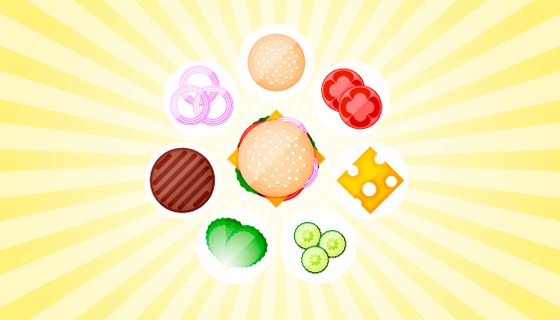 汉堡和美味配料矢量素材(EPS/AI)