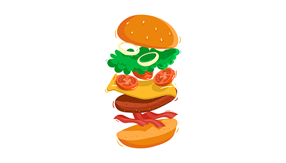 美味食材组成的汉堡矢量素材(EPS/AI)