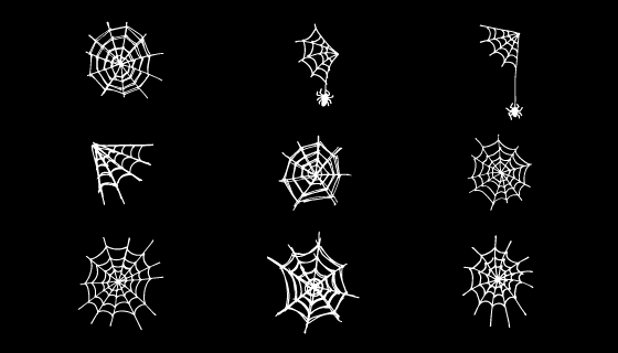 手绘风格蜘蛛网矢量素材(AI/EPS/PNG)