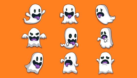 手绘万圣节幽灵矢量素材(AI/EPS/PNG)