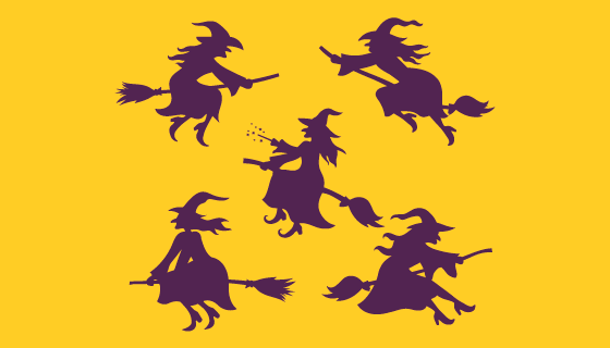 万圣节女巫剪影矢量素材(AI/EPS/PNG)