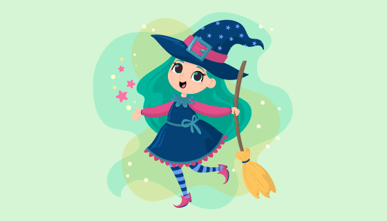 可爱的万圣节女巫矢量素材(AI/EPS/PNG)