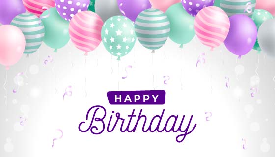 彩色漂亮气球生日快乐背景矢量素材(AI/EPS)