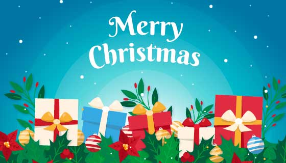 礼物和花卉圣诞节背景矢量素材(AI/EPS)