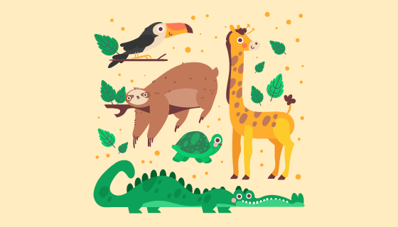 可爱的卡通动物矢量素材(AI/EPS/PNG)