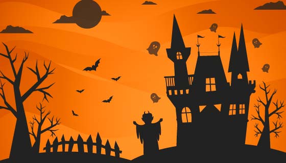 扁平风格万圣节背景矢量素材(AI/EPS)