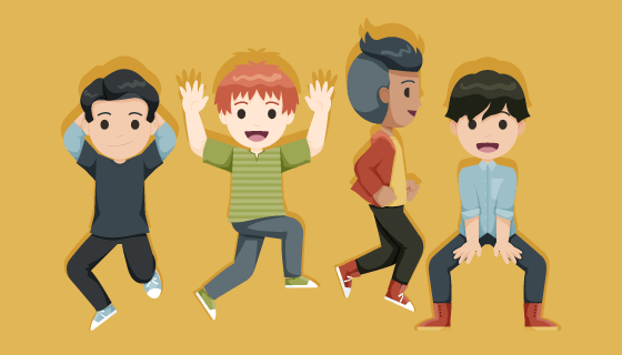 快乐的青少年矢量素材(AI/EPS/PNG)