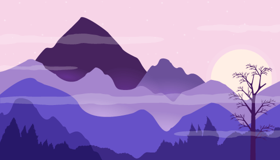 扁平山地景观背景矢量素材(AI/EPS)