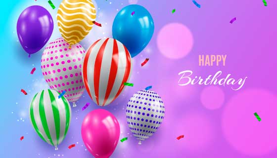 多彩气球生日快乐背景矢量素材(AI/EPS)