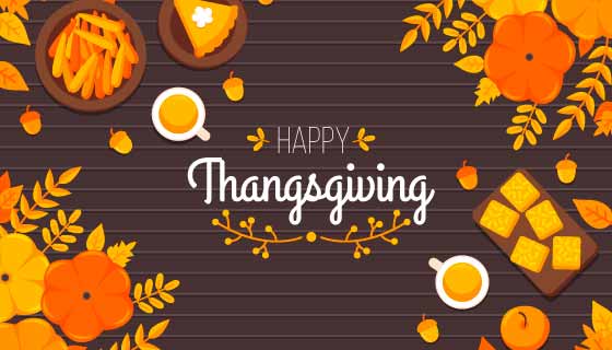 扁平风格感恩节背景矢量素材(AI/EPS)