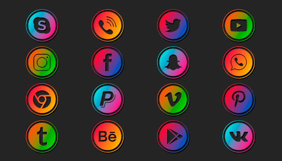 多彩渐变社会化媒体图标矢量素材(AI/EPS/PNG)