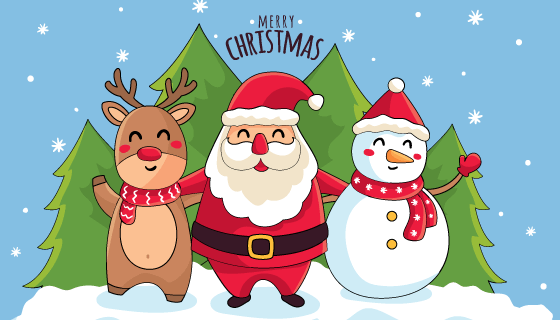 手绘可爱圣诞节背景矢量素材(AI/EPS)