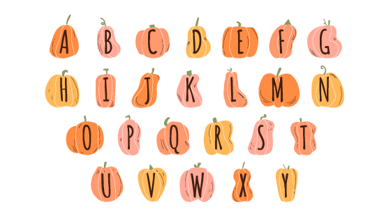 万圣节南瓜字母矢量素材(AI/EPS/PNG)