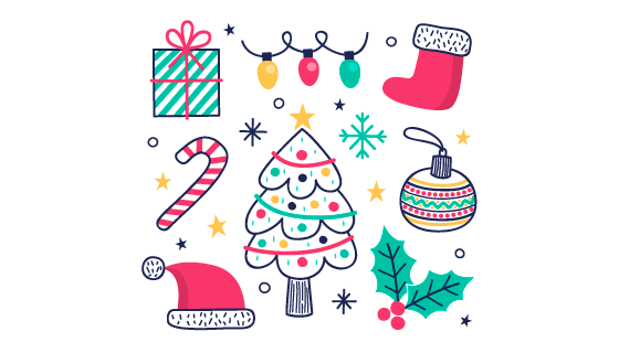 手绘风格圣诞节元素矢量素材(AI/EPS/PNG)