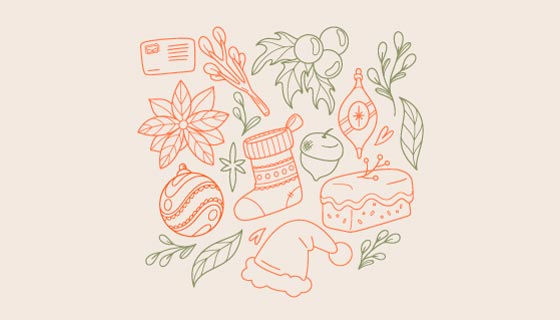 手绘风格圣诞节元素矢量素材(AI/EPS/PNG)