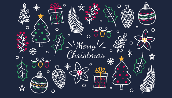 手绘风格圣诞节元素矢量素材(AI/EPS/PNG)