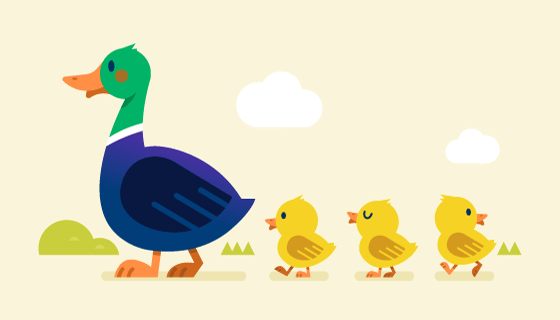 鸭妈妈带小鸭子散步矢量素材(AI/EPS/PNG)