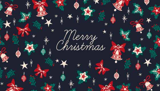 铃铛花瓣蝴蝶结圣诞节背景矢量素材(AI/EPS/PNG)