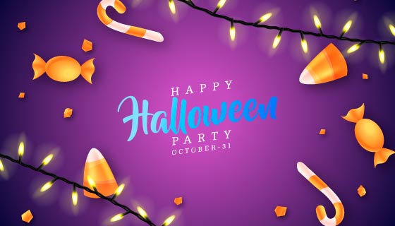 灯泡和糖果设计万圣节背景矢量素材(AI/EPS)