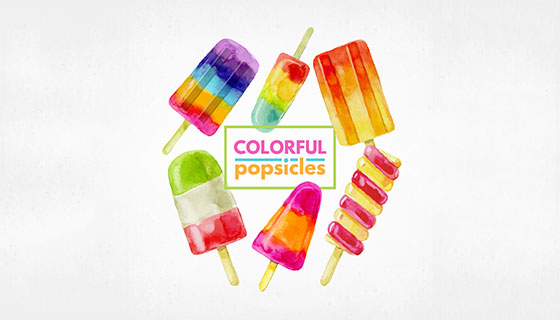 多彩的水彩冰棒矢量素材(EPS/AI)