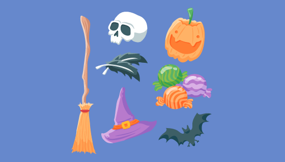 手绘风格万圣节元素矢量素材(AI/EPS/PNG)