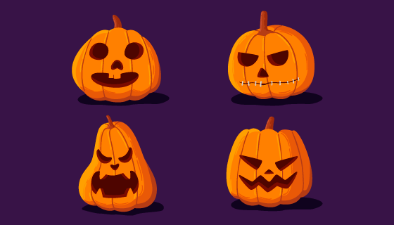 手绘风格万圣节南瓜矢量素材(AI/EPS/PNG)