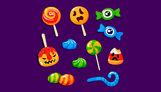 手绘万圣节糖果矢量素材(AI/EPS/PNG)