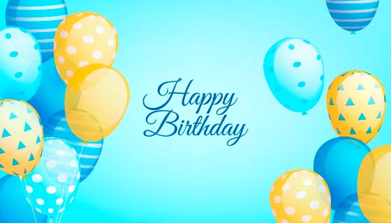 漂亮气球设计生日快乐背景矢量素材(AI/EPS)