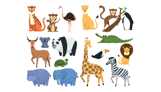 扁平风格动物集合矢量素材(EPS/PNG)