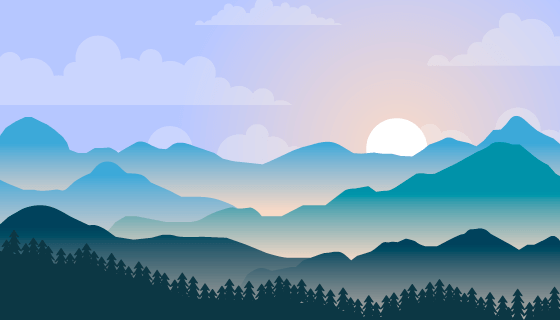 扁平风格山脉景观矢量素材(AI/EPS)