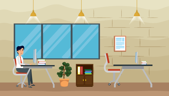 扁平风格商务办公室矢量素材(EPS)