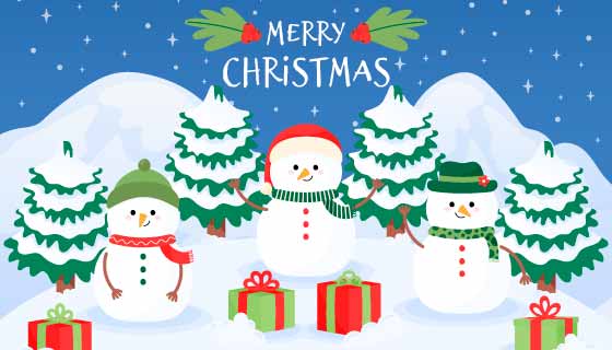 手绘雪人圣诞节背景矢量素材(AI/EPS)