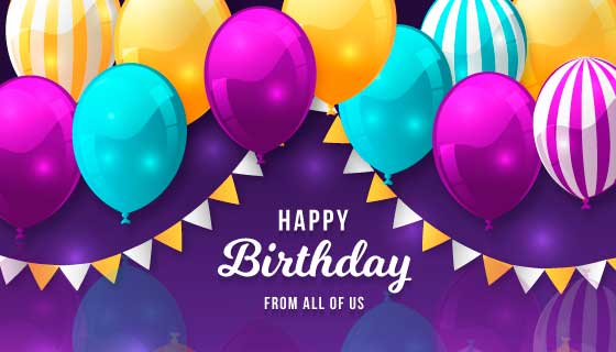 多彩气球设计生日快乐矢量素材(AI/EPS)
