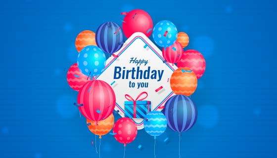 多彩气球生日快乐背景矢量素材(AI/EPS)
