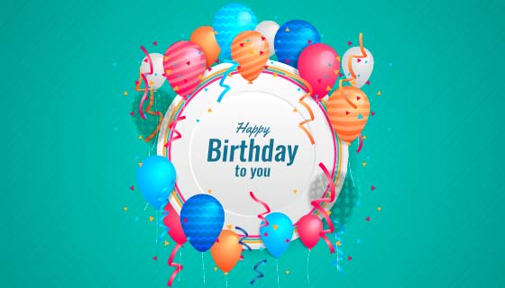 多彩气球生日快乐背景矢量素材(AI/EPS)