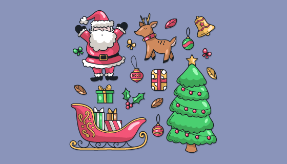手绘风格圣诞节元素矢量素材(AI/EPS/PNG)