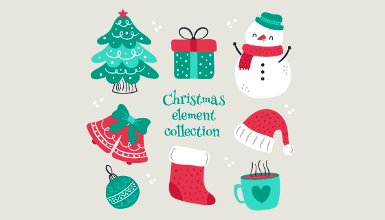 手绘风格圣诞节元素矢量素材(AI/EPS/PNG)