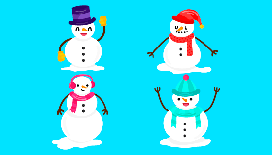 带装饰的可爱雪人矢量素材(AI/EPS/PNG)