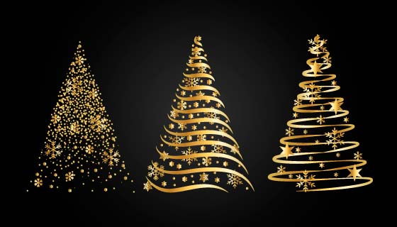 抽象金色圣诞树矢量素材(AI/EPS/PNG)