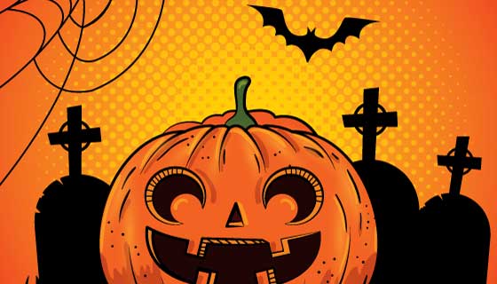 万圣节南瓜和墓碑矢量素材(EPS)