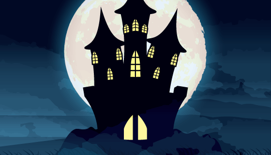 万圣节夜晚的城堡矢量素材(EPS)