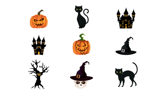 九个万圣节元素矢量素材(EPS/PNG)