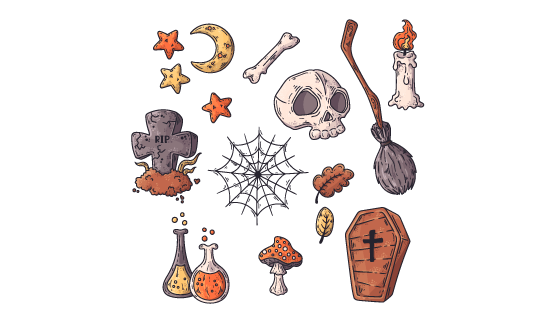 手绘万圣节元素矢量素材(AI/EPS/PNG)