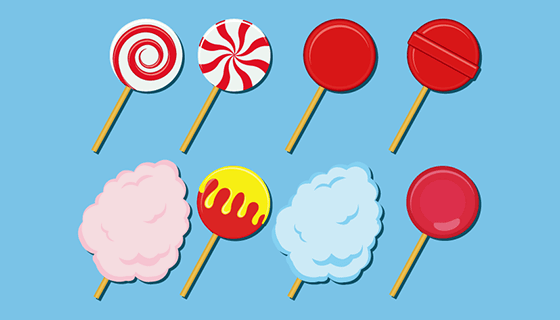 卡通棒棒糖棉花糖矢量素材(EPS/SVG)