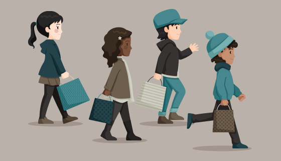 提着袋子购物的人们矢量素材(AI/EPS/PNG)