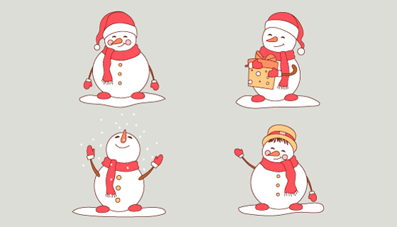 手绘风格圣诞雪人矢量素材(AI/EPS/PNG)