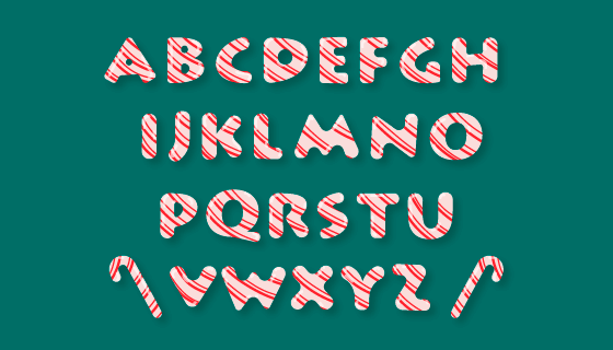 圣诞节糖果风格字母矢量素材(AI/EPS/PNG)