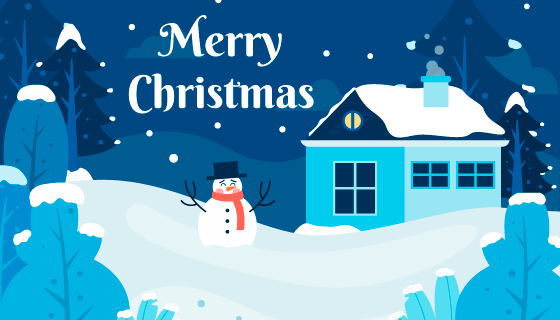 扁平风格雪景圣诞节背景矢量素材(AI/EPS)