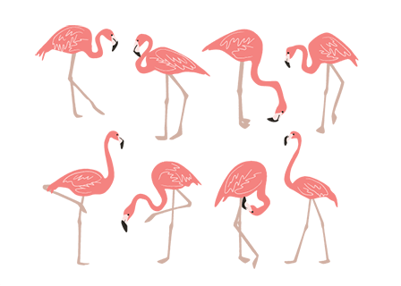 手绘火烈鸟矢量素材(AI)