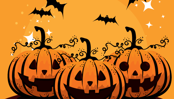 南瓜和蝙蝠万圣节矢量素材(EPS)